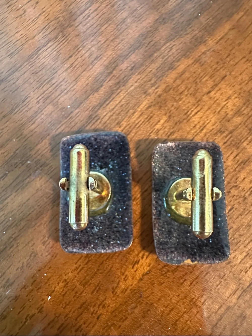 Vintage Mid‎ Century Rectangular Green & Amber Stone Cuff links